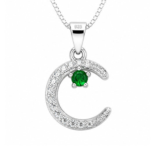Dije Y Collar Luna Plata 925 Con Circon Para Mujer