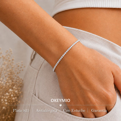 Pulsera Manilla Tipo Tennis Con Circones En Plata 925