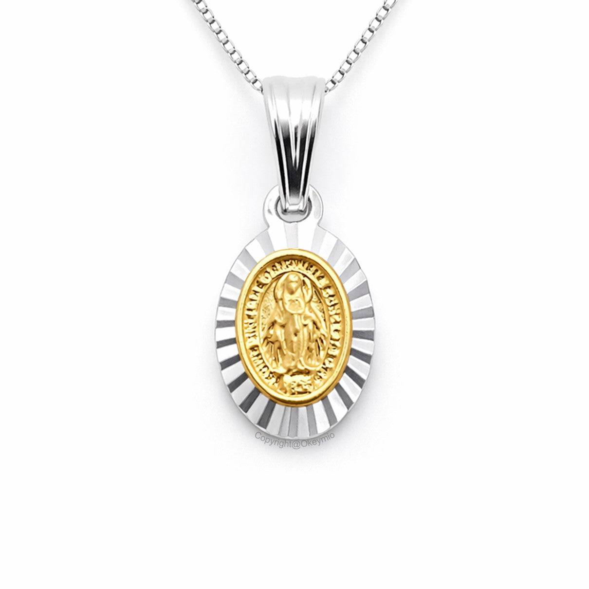 Dije y Cadena Virgen Guadalupe Plata 925 Oro laminado 18k