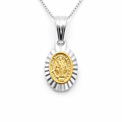 Dije y Cadena Virgen Guadalupe Plata 925 Oro laminado 18k