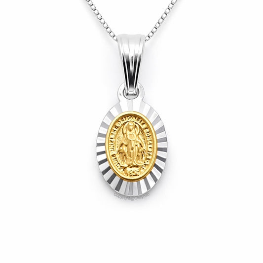 Dije y Cadena Virgen Guadalupe Plata 925 Oro laminado 18k