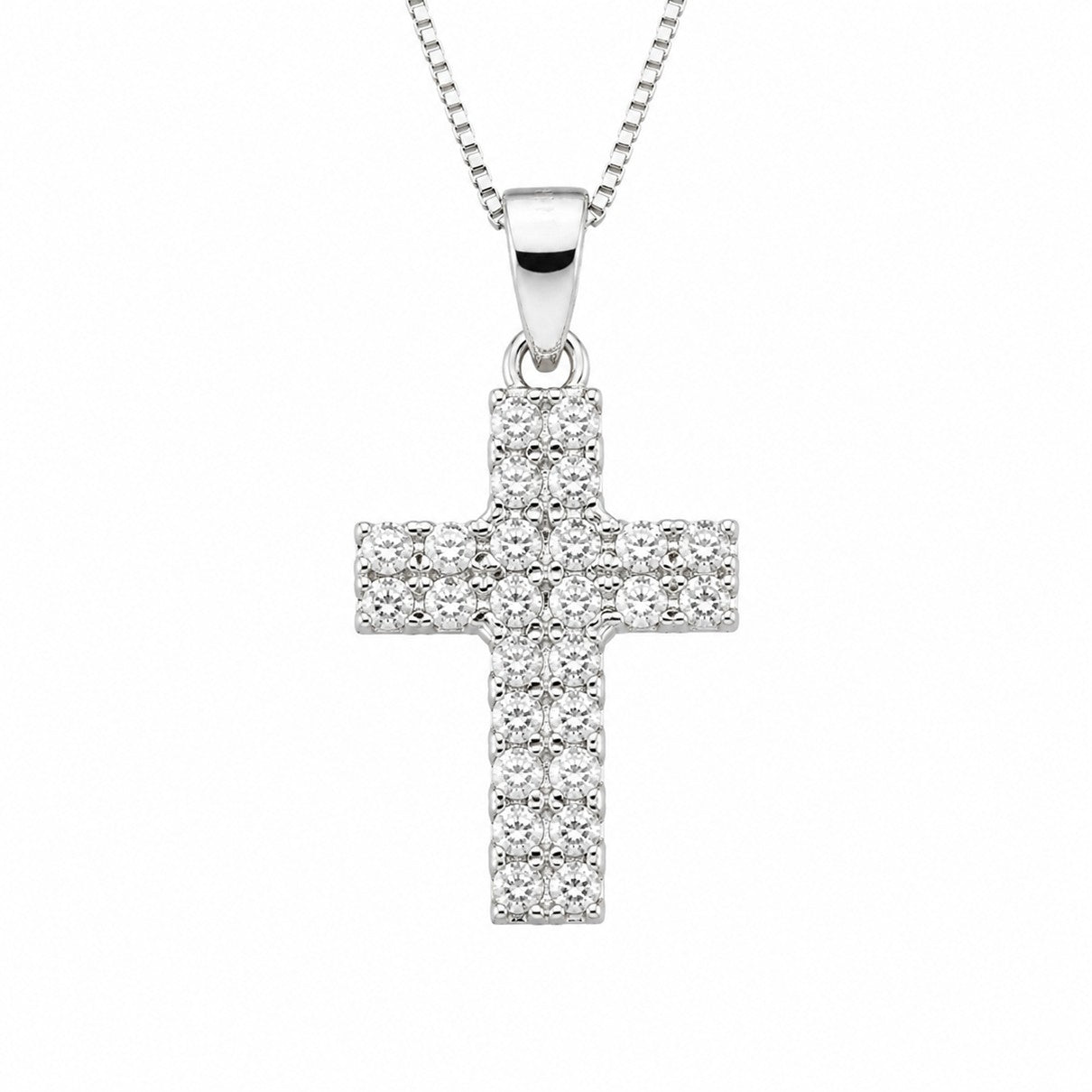 Dije Y Collar Cruz Plata 925 Con Circones