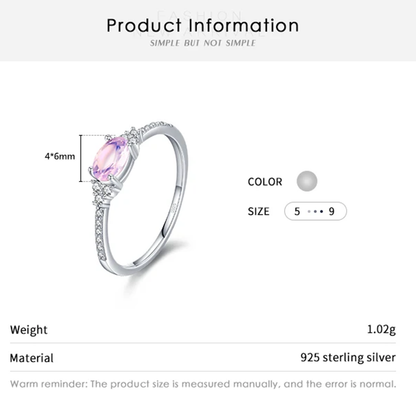Anillo Elegante Piedra Rosa En Plata 925