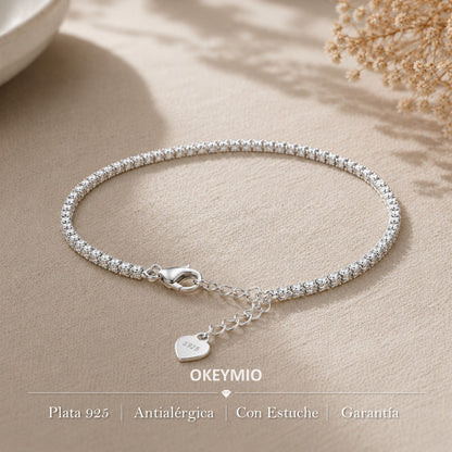 Pulsera Manilla Tipo Tennis Con Circones En Plata 925