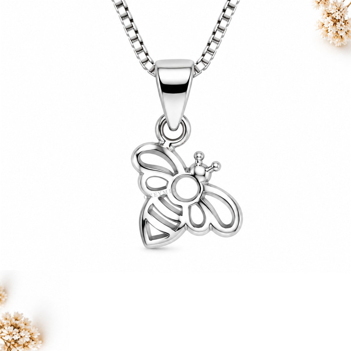 Dije Abeja En Plata 925 Con Cadena Para Mujer