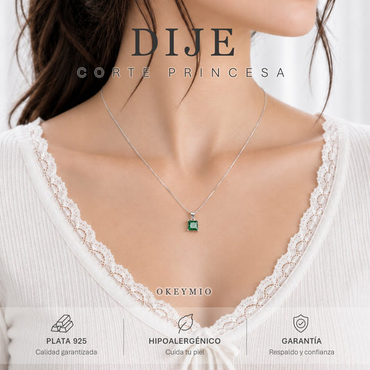 Cadena Con Dije y Con Esmeralda Rusa En Plata 925