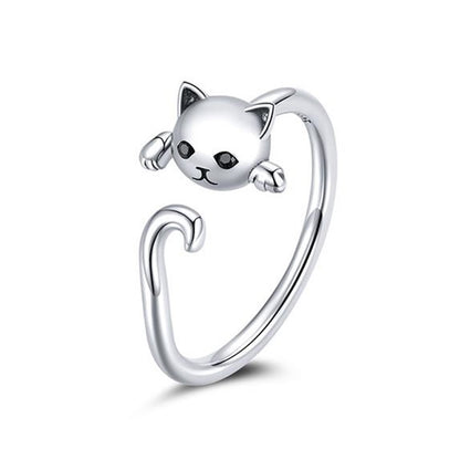 Anillo De Gato Ajustable En Plata 925