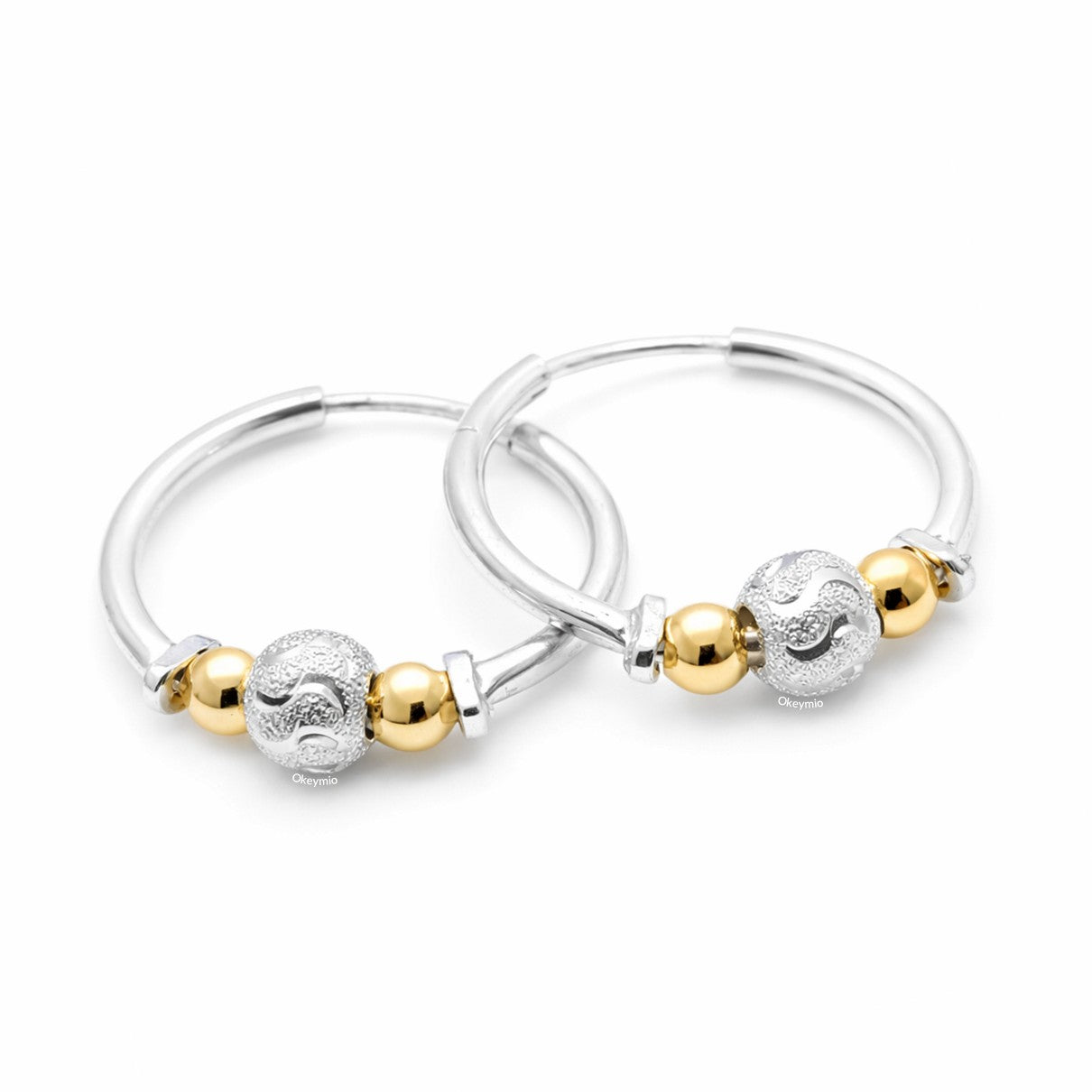 Candongas En Oro 18K y Plata 925 -15 mm