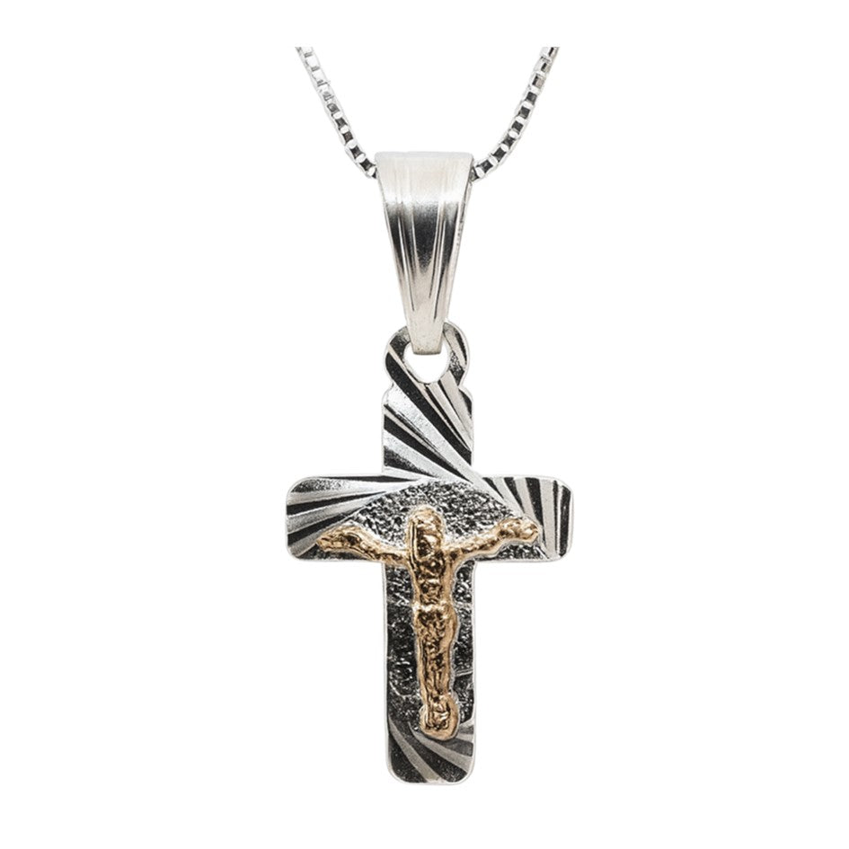 Dije y Cadena Con Cruz En Oro Plata 925 Unisex