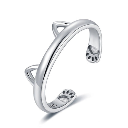 Anillo Ajustable Gato para Mujer En Plata 925