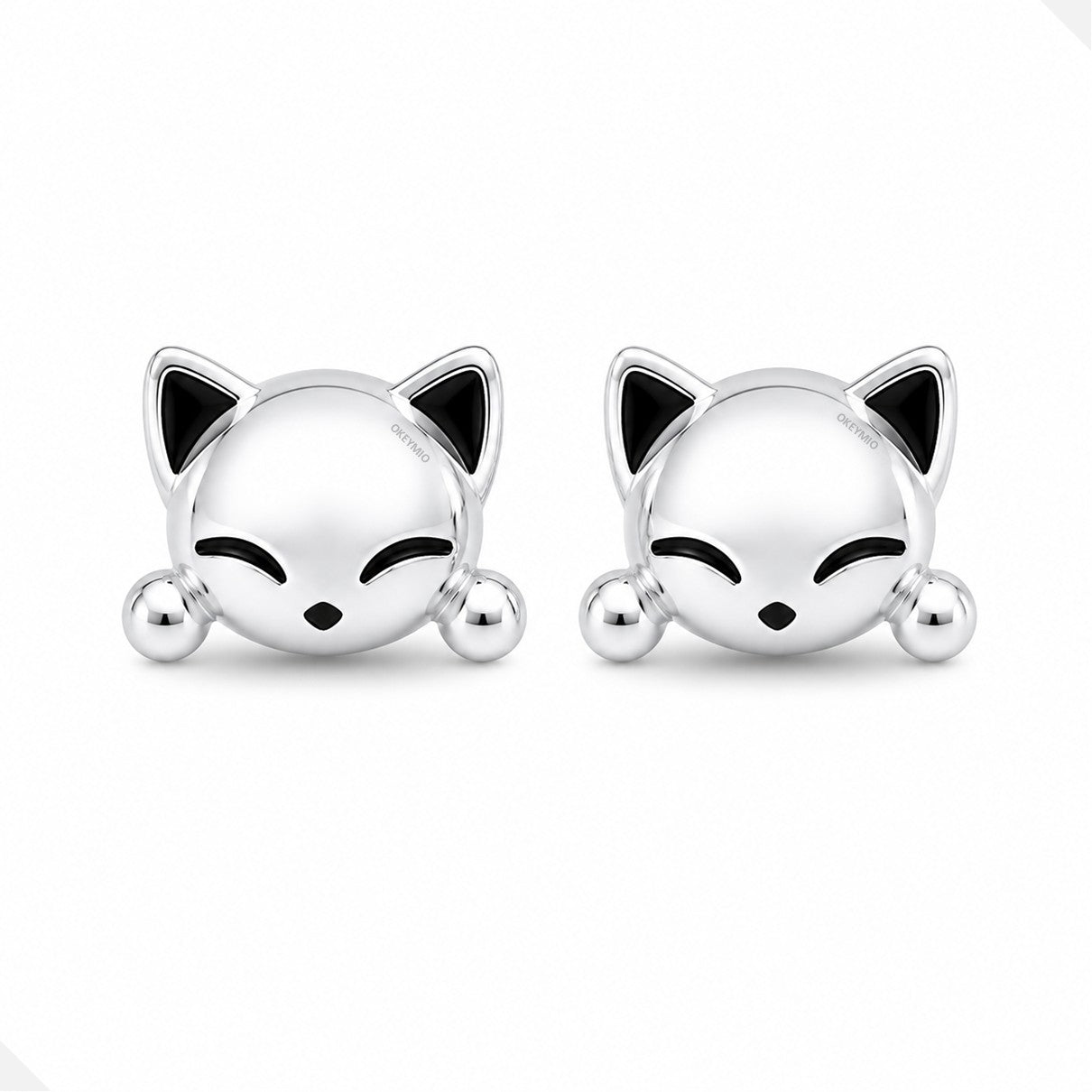 Aretes Topos Gato Kawaii Plata 925 Antialérgicos Mujer