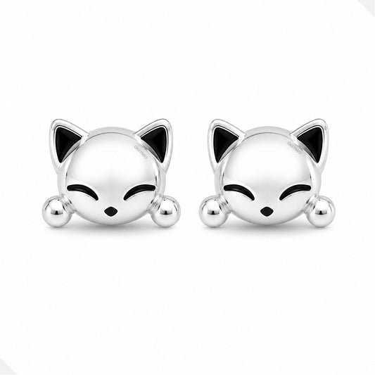 Aretes Topos Gato Kawaii Plata 925 Antialérgicos Mujer
