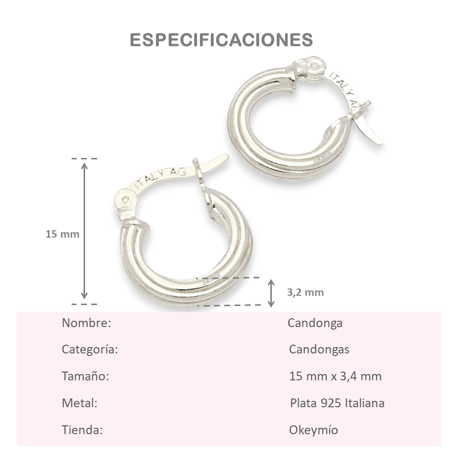 Aretes Candonga Melcocha 15 mm