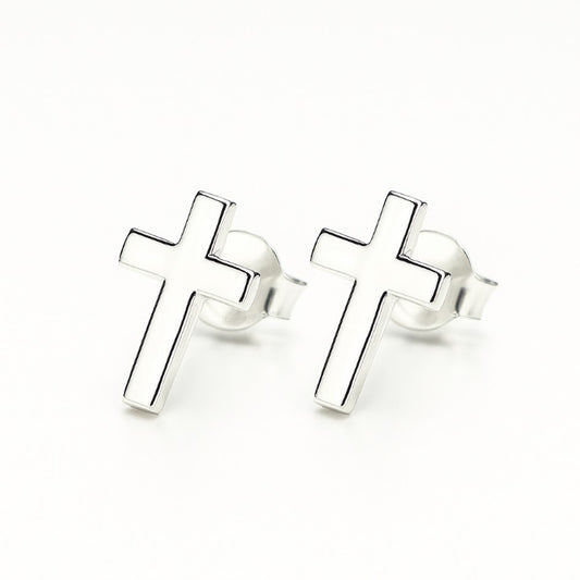 Aretes Cruz En Plata 925 Para Niña o Mujer