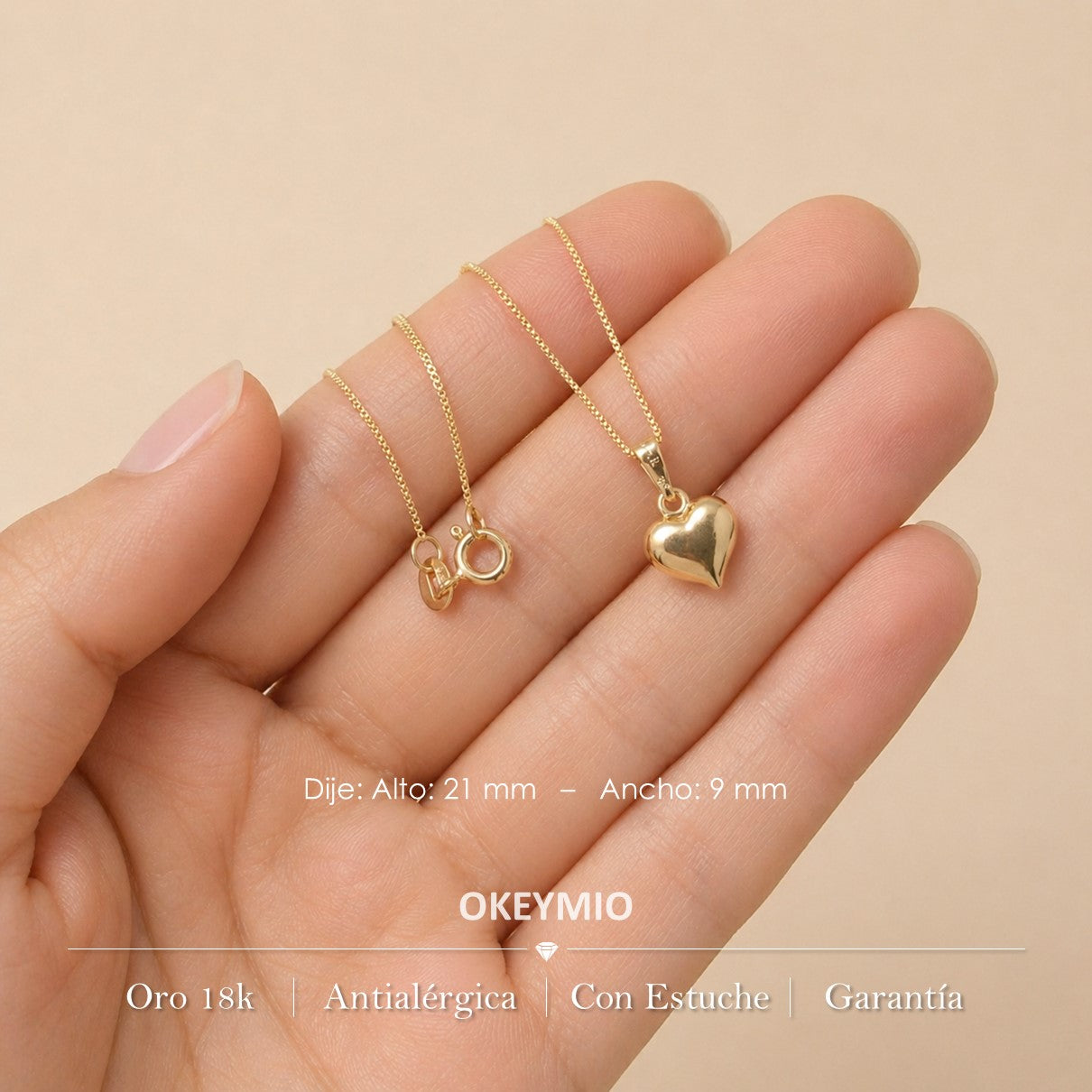 Dije y Cadena Corazón Oro Laminado 18k