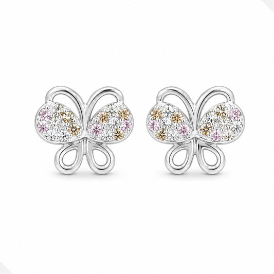 Aretes Topos Mariposa Plata 925 Antialérgicos Mujer