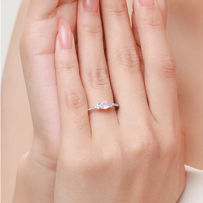 Anillo Elegante Piedra Rosa En Plata 925