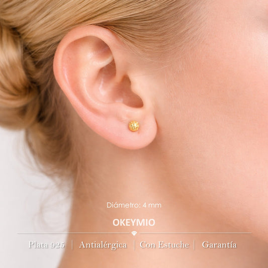 Aretes Topitos Oro Laminado Esfera Diamantada