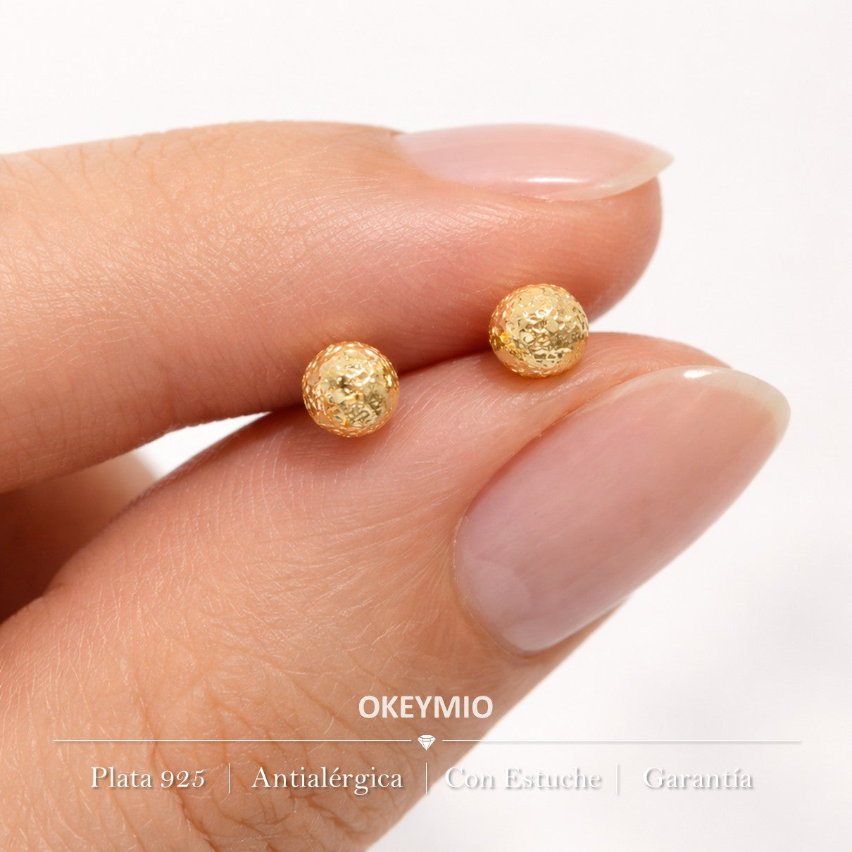 Aretes Topitos Oro Laminado Esfera Diamantada