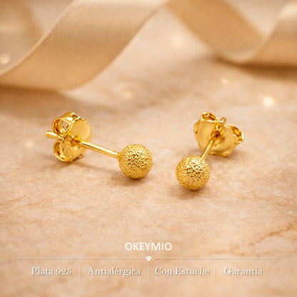Aretes Topitos Oro Laminado Esfera Diamantada