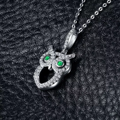 Cadena Con Dije Buho y Circones En Plata 925