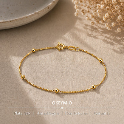 Pulsera Veneciana Con balines Oro Laminado 18k
