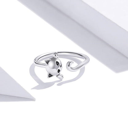 Anillo De Gato Ajustable En Plata 925