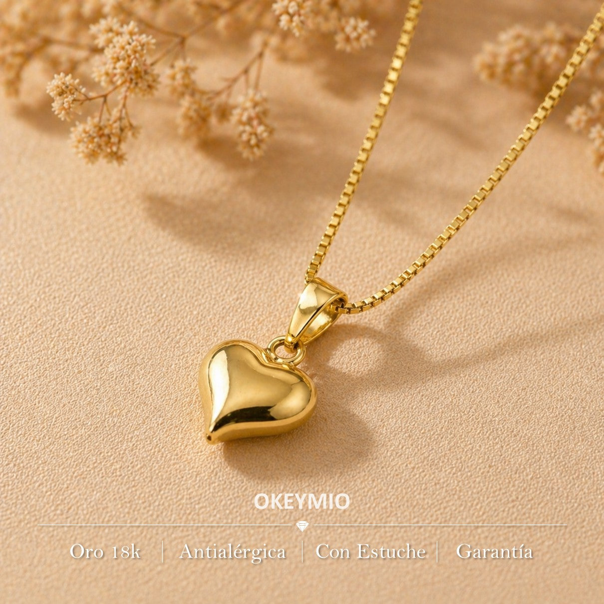 Dije y Cadena Corazón Oro Laminado 18k