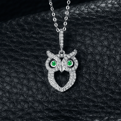Cadena Con Dije Buho y Circones En Plata 925