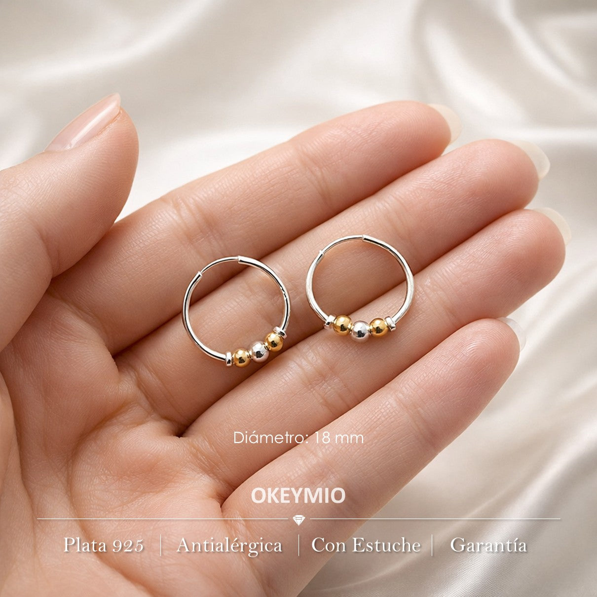 Candongas En Oro 18K y Plata 925