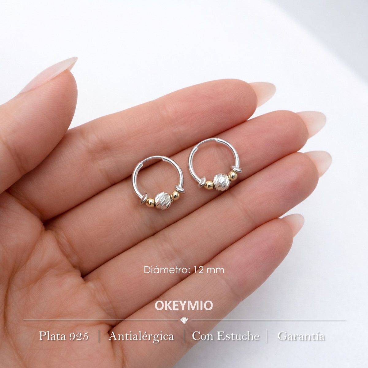 Candongas Oro Plata 925 - 12 mm