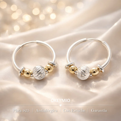 Candongas Oro Plata 925 - 12 mm