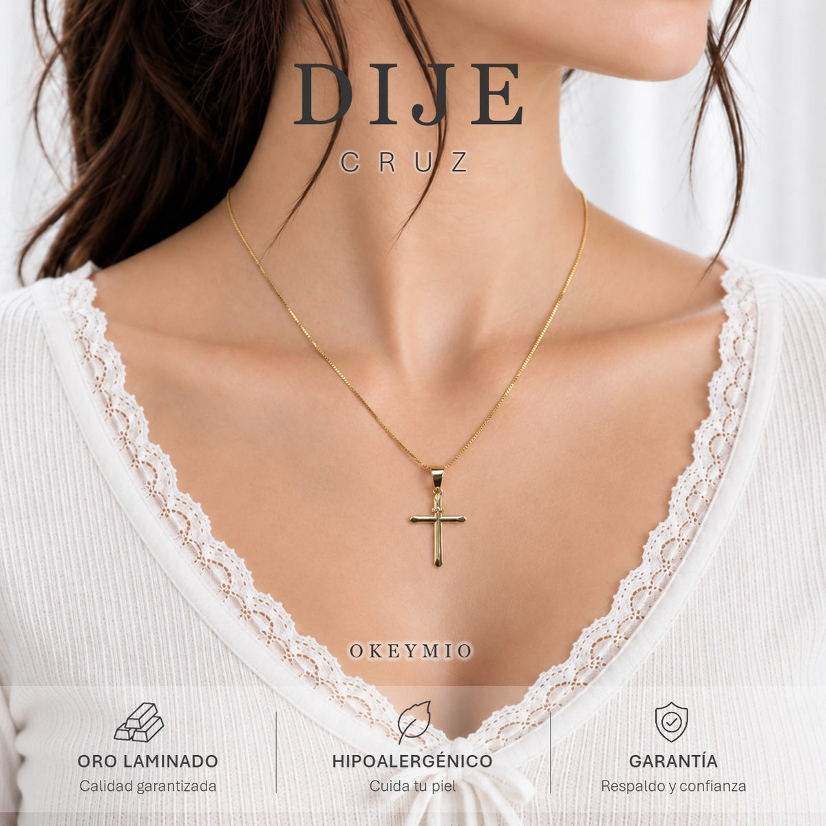 Dije Cruz Cristiana Oro Laminado 18k Plata
