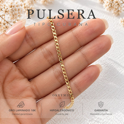 Pulsera Figaro Delgada Y Fina En Oro Laminado 18k