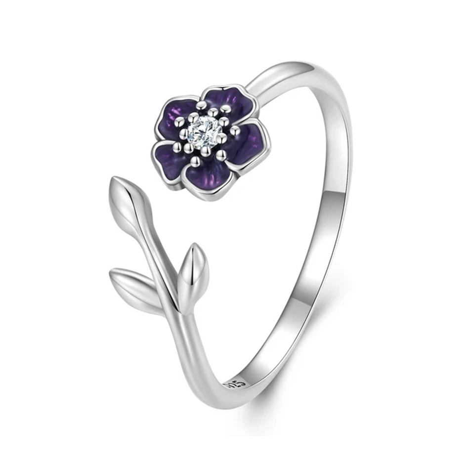 Anillo De Flor Ajustable Para Mujer En Plata 925