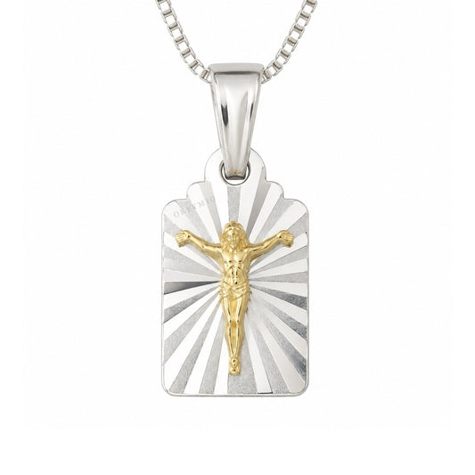 Dije y Cadena Con Cruz En Oro Plata 925 Unisex