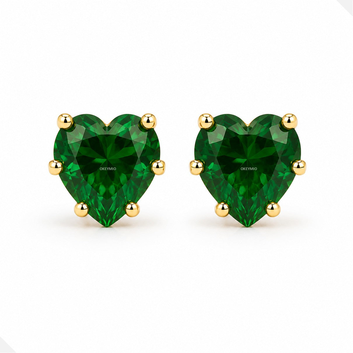 Aretes Corazón Verde Oro Laminado 18K Niña Mujer