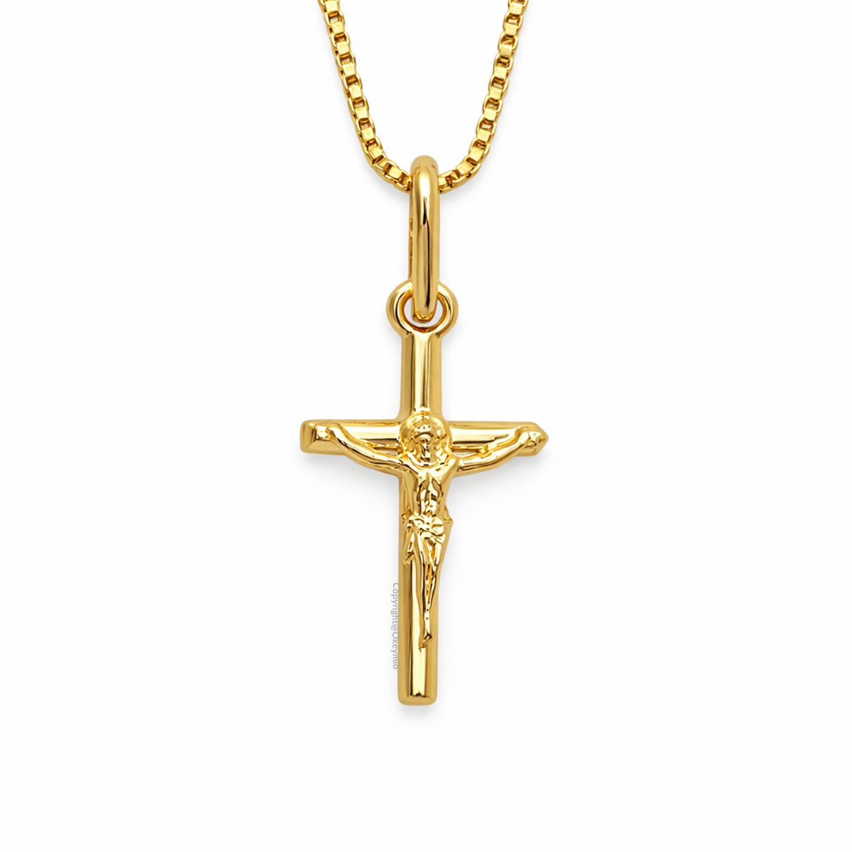 Dije y Cadena Cruz Jesus Oro Laminado Unisex