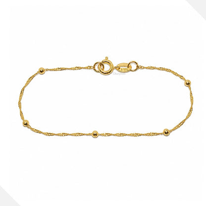 Pulsera Singapur Con balines En Oro Laminado 18k