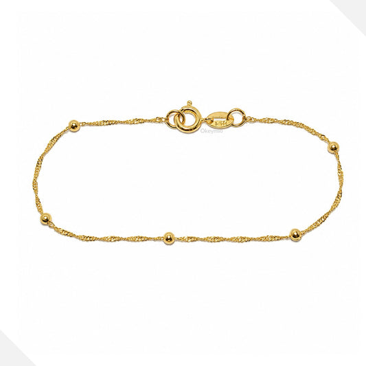 Pulsera Singapur Con balines En Oro Laminado 18k