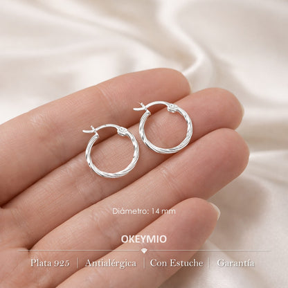 Aretes Aro Trenzado Candonga En Plata 925