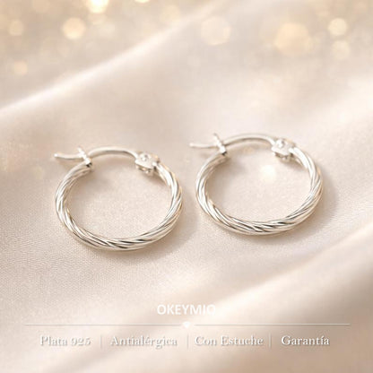 Aretes Aro Trenzado Candonga En Plata 925