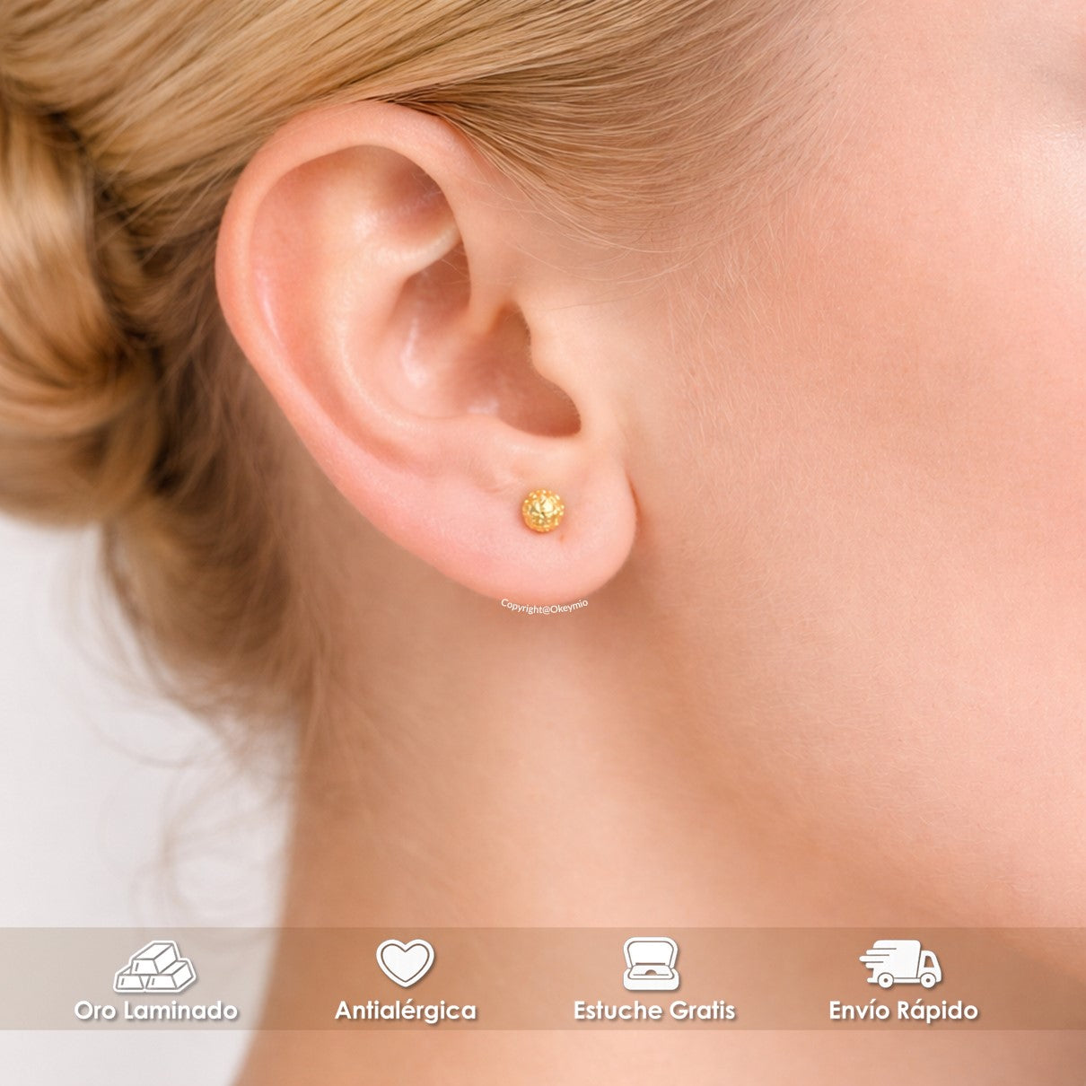 Aretes Topitos Oro Laminado Esfera Diamantada