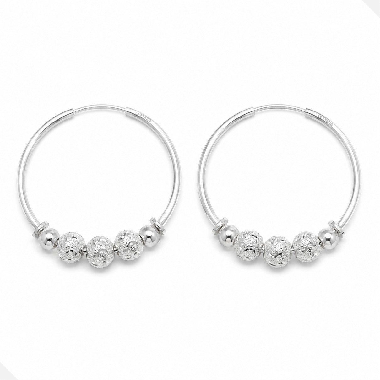 Aretes Candongas Balines Plata 925 Aro Grande Antialérgicas Mujer