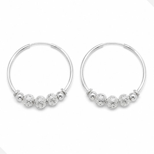 Aretes Candongas Balines Plata 925 Aro Grande Antialérgicas Mujer