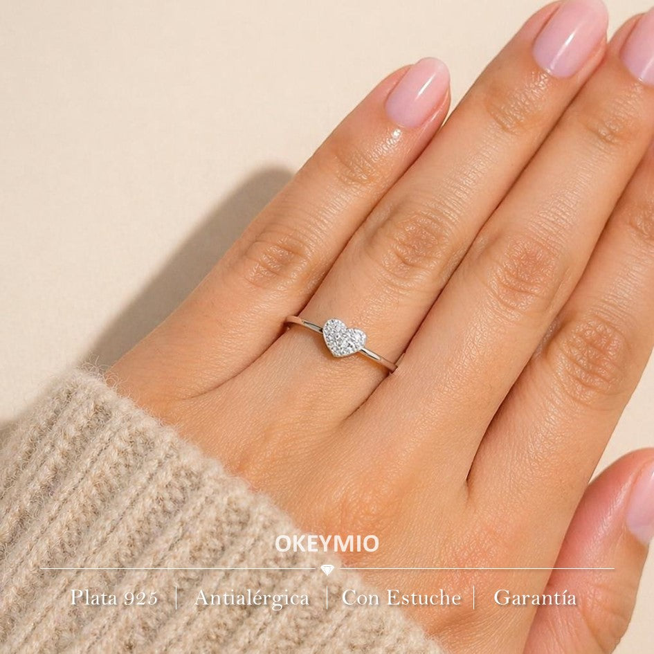 Anillo Ajustable Corazón En Plata 925