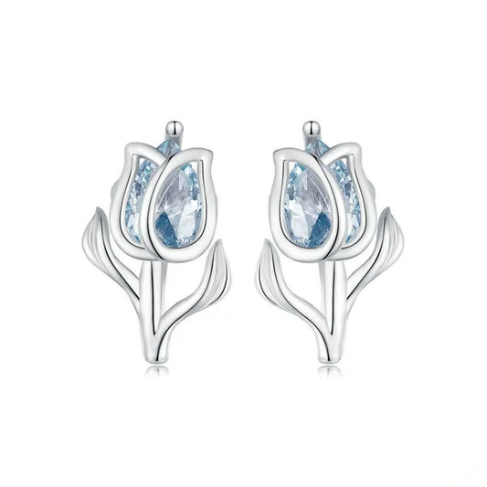 Aretes Topos Tulipán En Plata 925