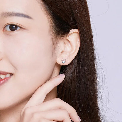 Aretes Topitos Ciervo Tierno En Plata 925