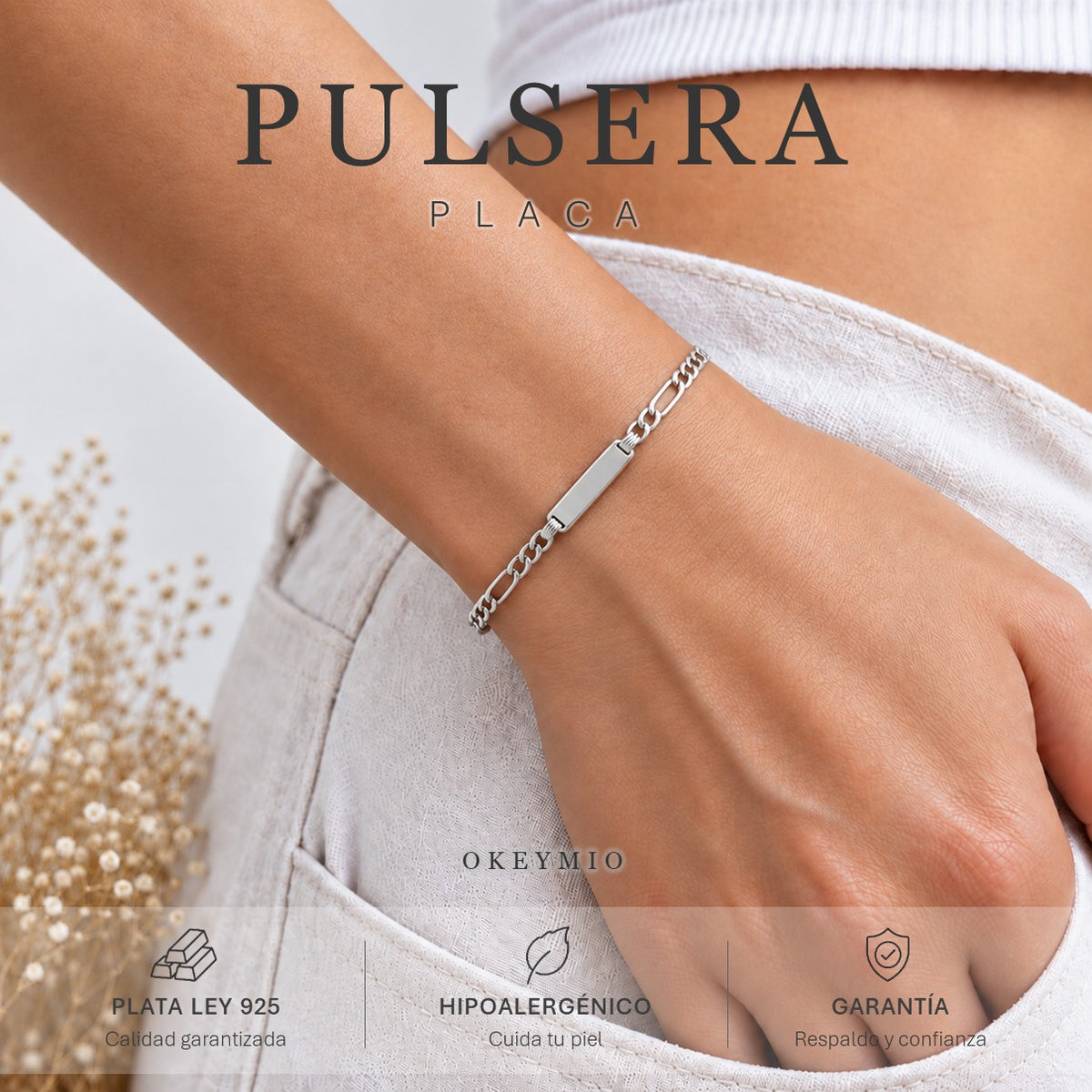Pulsera Con Placa En Plata 925 Italiana