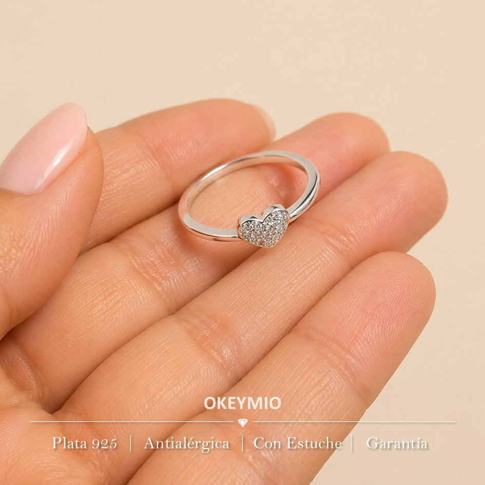 Anillo Ajustable Corazón En Plata 925